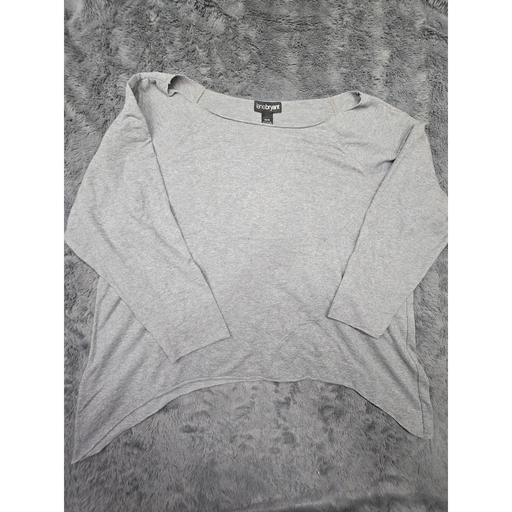 Lane Bryant Gray Sharkbite Hem Boat Neck Long Sleeve Top Plus Size 26/28